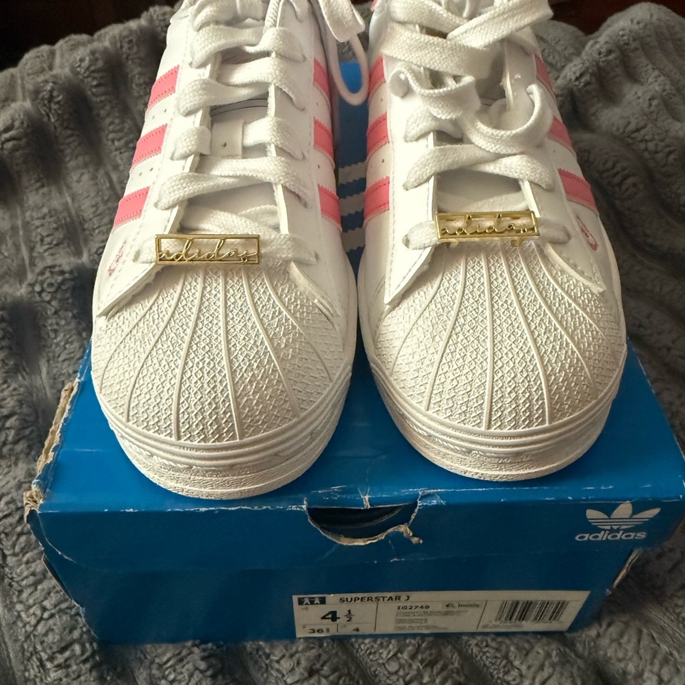 Adidas Superstar White with Pink Stripes